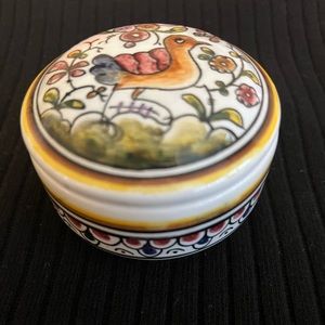 Portuguese ceramic trinket box with bird